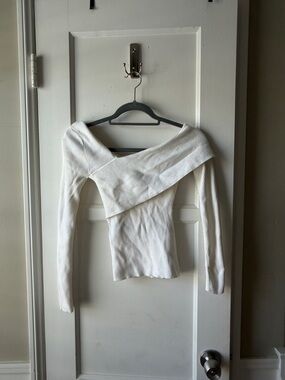 REVOLVE NBD Off-Shoulder Ribbed Sweater Top — White